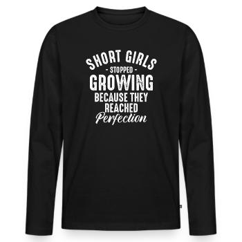Short Girls Reached Perfection - Men's Premium Organic Long Sleeve Shirt - black - Front - Nico (187cm)