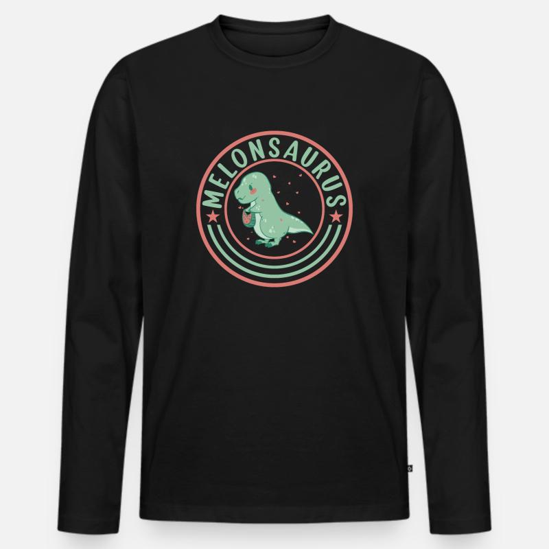 Watermelonsaurus Vegetarischer T Rex - Männer Premium Bio Langarmshirt - Schwarz