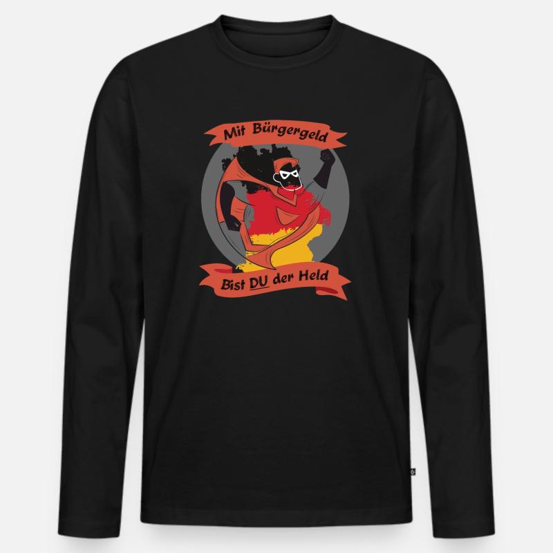 Held des Bürgergeld´s - Männer Premium Bio Langarmshirt - Schwarz