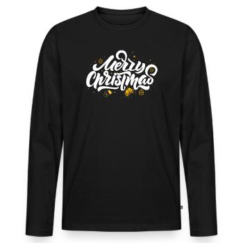 Merry Christmas Script & Ornaments - Men's Premium Organic Long Sleeve Shirt - black - Front - Nico (187cm)