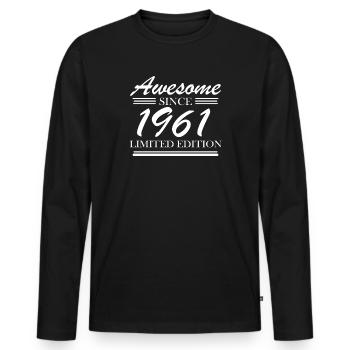 1961 - Born 1961 - Men's Premium Organic Long Sleeve Shirt - black - Front - Nico (187cm)