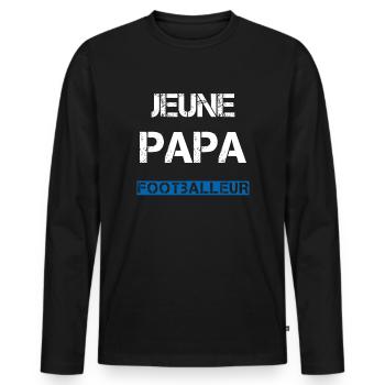 Jeune Papa Footballeur - T-shirt manches longues Premium bio Homme - noir - Devant - Nico (187cm)