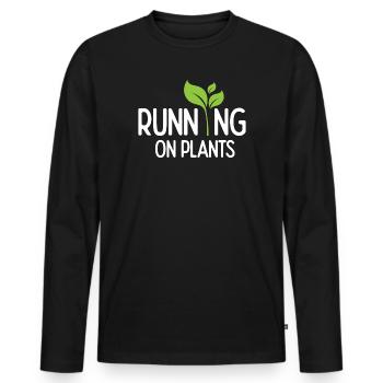 Running On Plants - Men's Premium Organic Long Sleeve Shirt - black - Front - Nico (187cm)