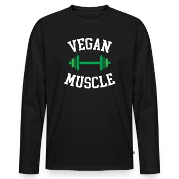 Vegan Muscle - Men's Premium Organic Long Sleeve Shirt - black - Front - Nico (187cm)
