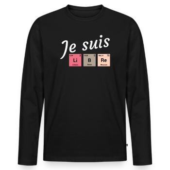 Je suis libre en éléments périodiques - T-shirt manches longues Premium bio Homme - noir - Devant - Nico (187cm)