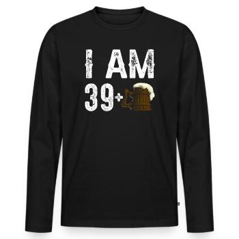 Ich bin 39 plus Geburtstagsbier - Männer Premium Bio Langarmshirt - Schwarz - Vorne - Nico (187cm)