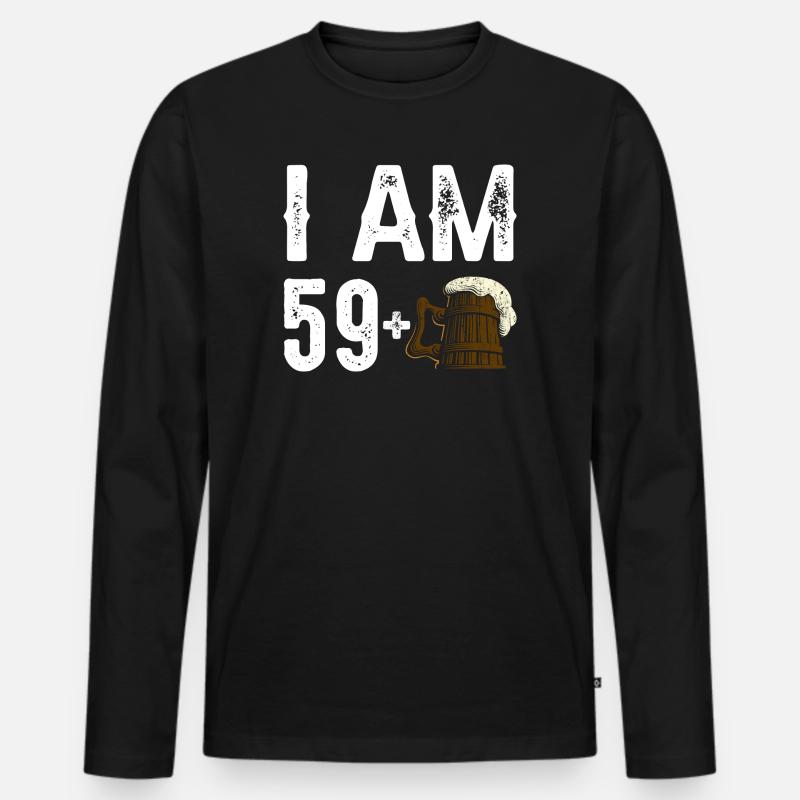 Ich bin 59+ Bier Feier - Männer Premium Bio Langarmshirt - Schwarz