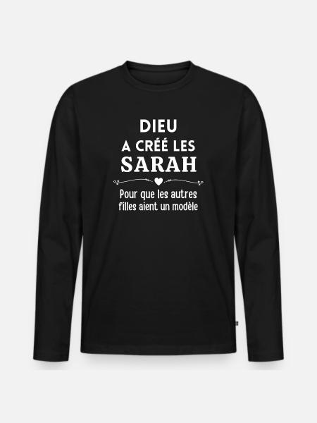 Sarah, prénom Sarah, anniversaire Sarah - T-shirt manches longues Premium bio Homme - noir