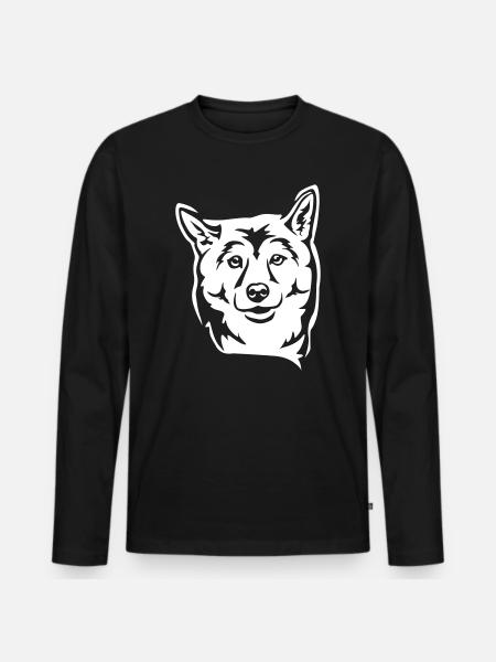 Shiba Kopf "Black Edition" - Männer Premium Bio Langarmshirt - Schwarz