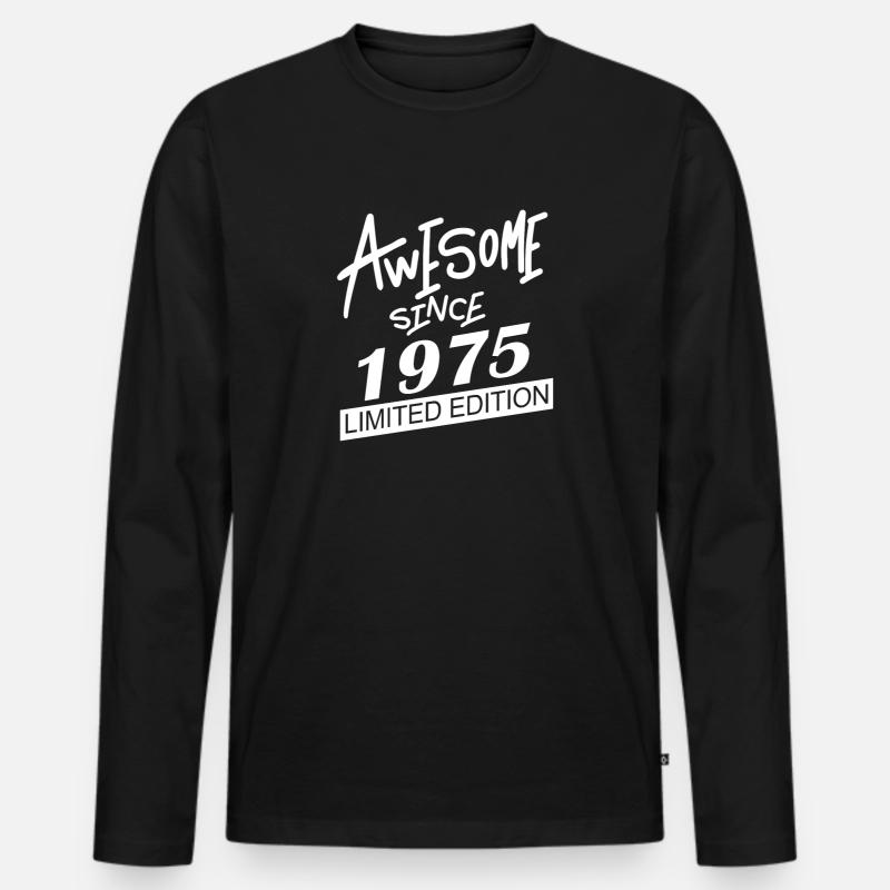 1975 - Männer Premium Bio Langarmshirt - Schwarz