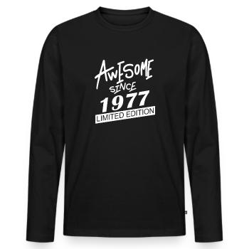 1977 - Männer Premium Bio Langarmshirt - Schwarz - Vorne - Nico (187cm)