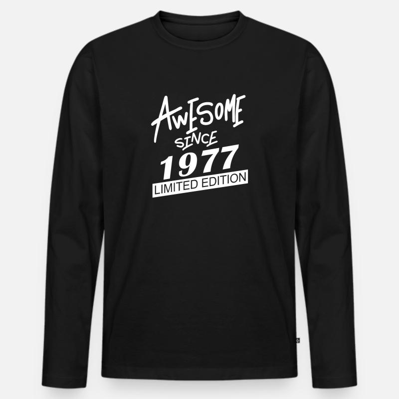 1977 - Männer Premium Bio Langarmshirt - Schwarz