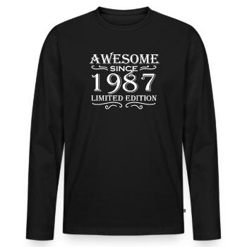 1987 - Jahrgang 1987 - Männer Premium Bio Langarmshirt - Schwarz - Vorne - Nico (187cm)