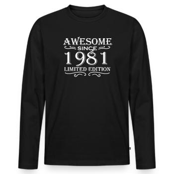 1981 - Jahrgang 1981 - Männer Premium Bio Langarmshirt - Schwarz - Vorne - Nico (187cm)