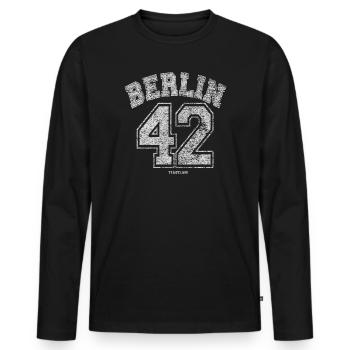 Berlin 42 Tempelhof - T-shirt manches longues Premium bio Homme - noir - Devant - Nico (187cm)