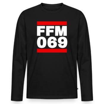 Francfort 069 - T-shirt manches longues Premium bio Homme - noir - Devant - Nico (187cm)