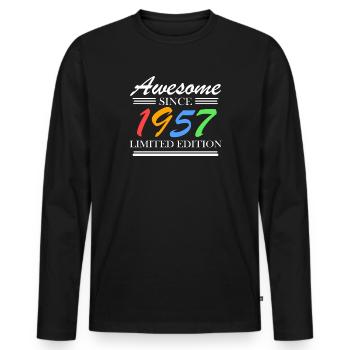 1957 - Né en 1957 - T-shirt manches longues Premium bio Homme - noir - Devant - Nico (187cm)