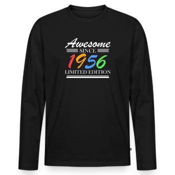 1956 - Né en 1956 - T-shirt manches longues Premium bio Homme - noir - Devant - Nico (187cm)