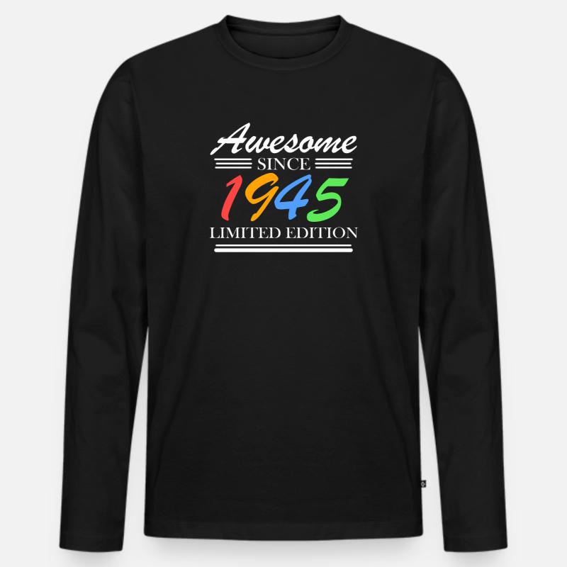 1945 - Männer Premium Bio Langarmshirt - Schwarz