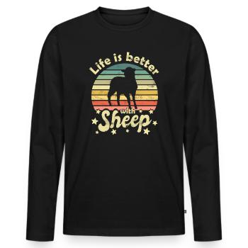 Schaf Schafe - Männer Premium Bio Langarmshirt - Schwarz - Vorne - Nico (187cm)