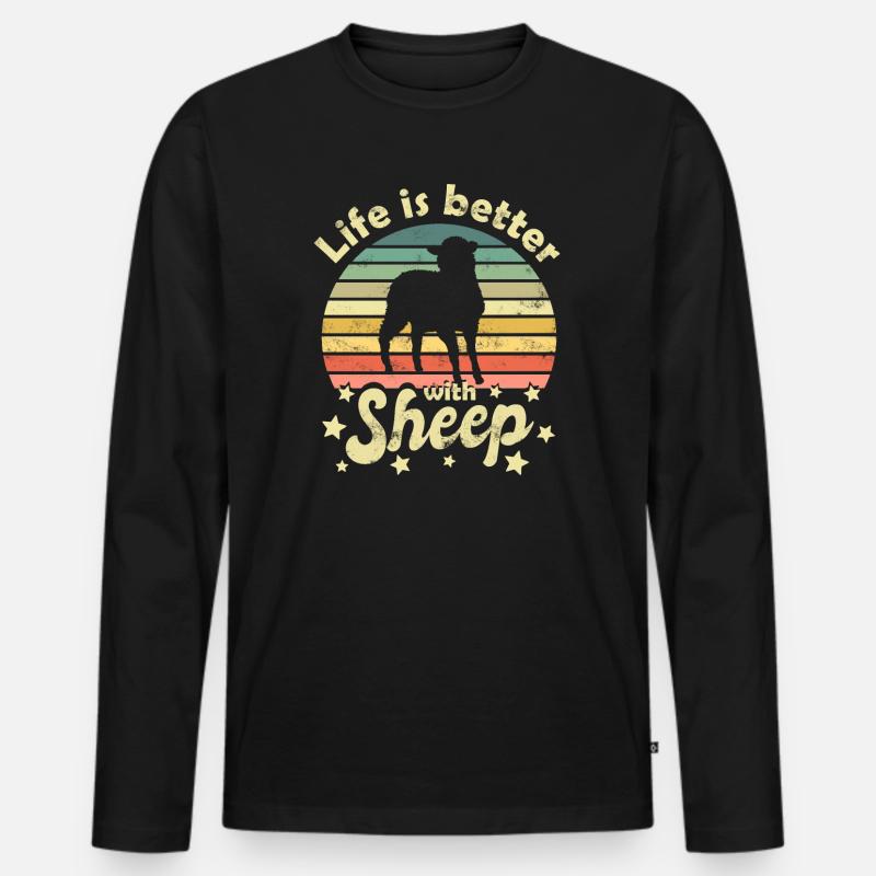 Schaf Schafe - Männer Premium Bio Langarmshirt - Schwarz