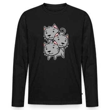 Chats mignons - T-shirt manches longues Premium bio Homme - noir - Devant - Nico (187cm)