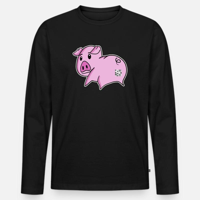 Schwein Arsch - Schwein Hintern - Männer Premium Bio Langarmshirt - Schwarz