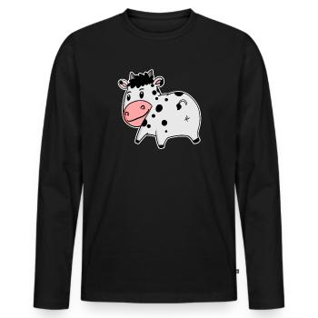 Kuh Arsch - Kuh Hintern - Männer Premium Bio Langarmshirt - Schwarz - Vorne - Nico (187cm)