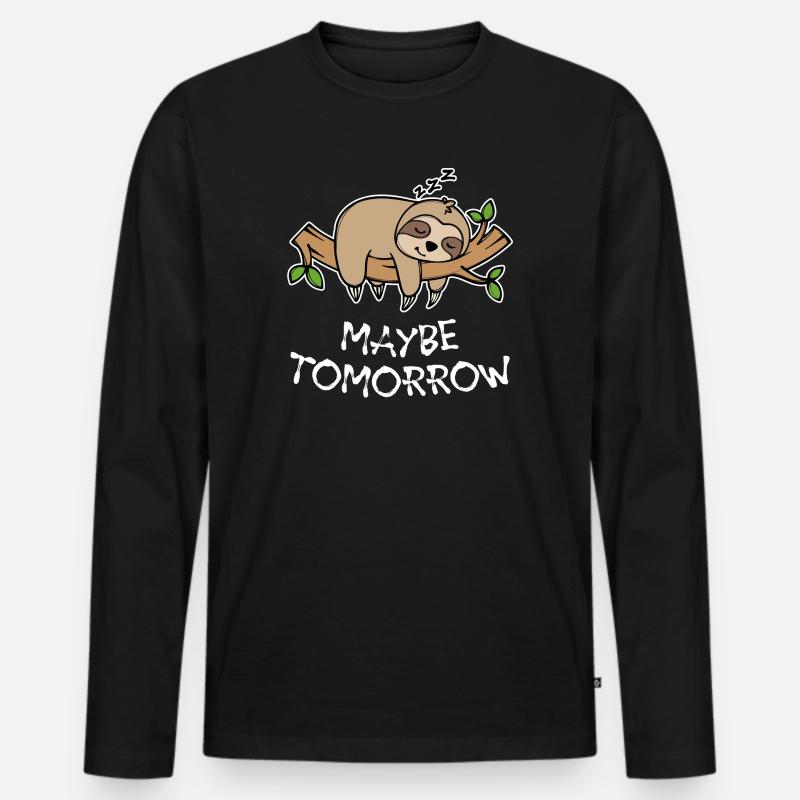 Schlafen Tier Faul Faultier Langschläfer Statement - Männer Premium Bio Langarmshirt - Schwarz