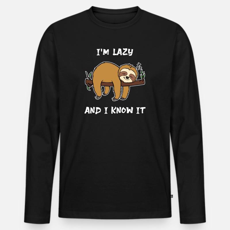 Tier Faultier Statement Faul Schlafen Dschungel - Männer Premium Bio Langarmshirt - Schwarz