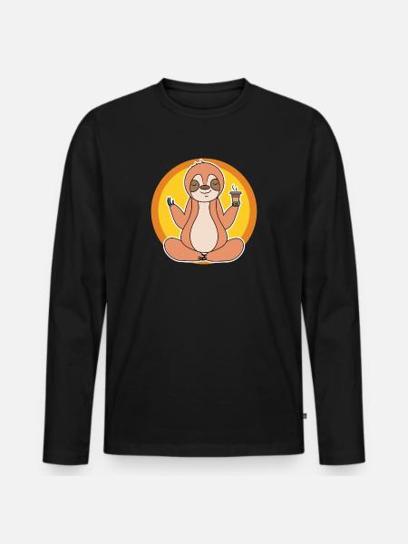 Faultier Langschläfer Dschungel Säugetier Tier - Männer Premium Bio Langarmshirt - Schwarz