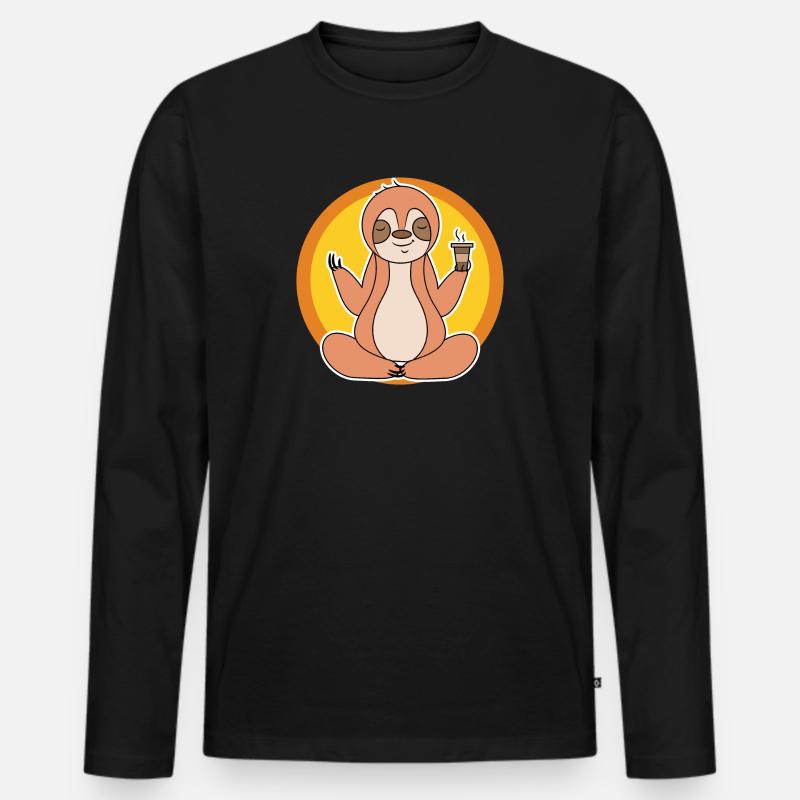 Faultier Langschläfer Dschungel Säugetier Tier - Männer Premium Bio Langarmshirt - Schwarz