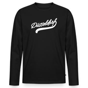 Düsseldorf Retro - Männer Premium Bio Langarmshirt - Schwarz - Vorne - Nico (187cm)