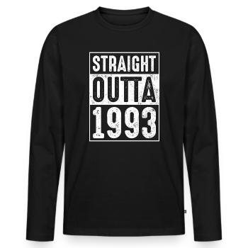 Outta 1993 Retro Stamp - Men's Premium Organic Long Sleeve Shirt - black - Front - Nico (187cm)
