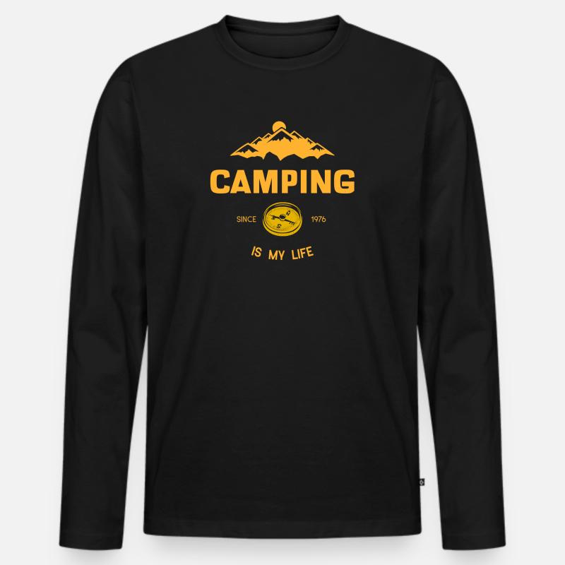 Camping is my life - Männer Premium Bio Langarmshirt - Schwarz