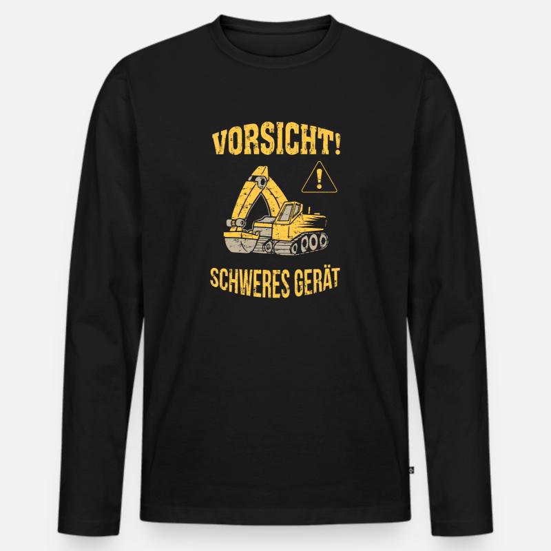 Bagger Baggerfahrer Baugeräteführer Schweres Gerät - Männer Premium Bio Langarmshirt - Schwarz