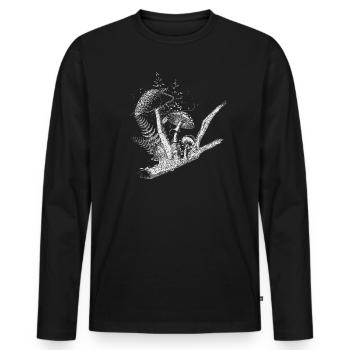 gezeichnete Komposition Waldpilze,Gräser und Ast - Männer Premium Bio Langarmshirt - Schwarz - Vorne - Nico (187cm)