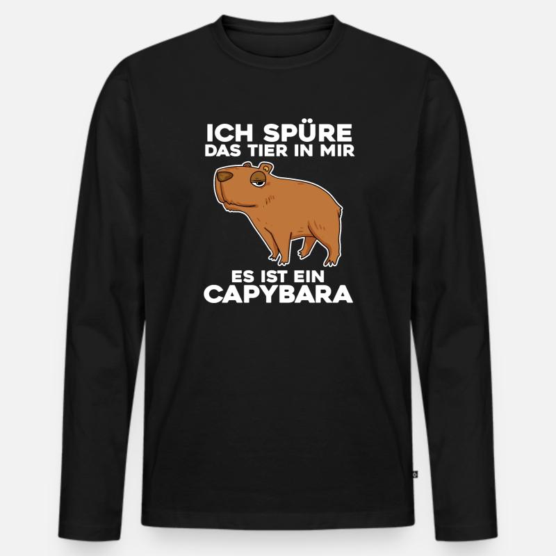 Capybara Wasserschwein - Männer Premium Bio Langarmshirt - Schwarz