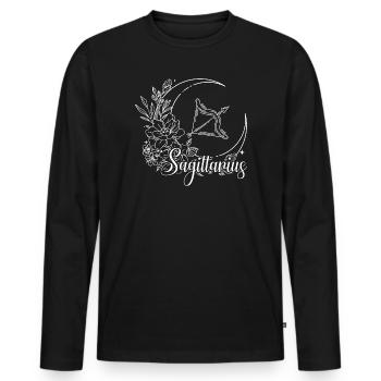 Sagittaire Archer Floral Lune - T-shirt manches longues Premium bio Homme - noir - Devant - Nico (187cm)