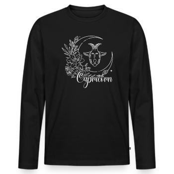 T-shirt Capricorne Floral Zodiac - T-shirt manches longues Premium bio Homme - noir - Devant - Nico (187cm)