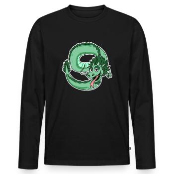 Drache - Männer Premium Bio Langarmshirt - Schwarz - Vorne - Nico (187cm)