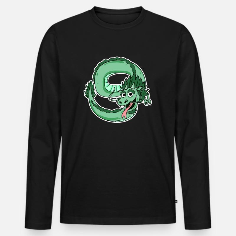 Drache - Männer Premium Bio Langarmshirt - Schwarz