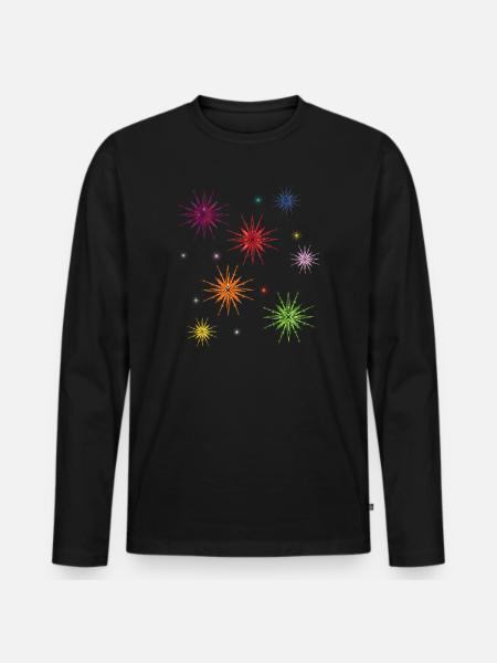 bunte Sterne am Sternenhimmel - Männer Premium Bio Langarmshirt - Schwarz