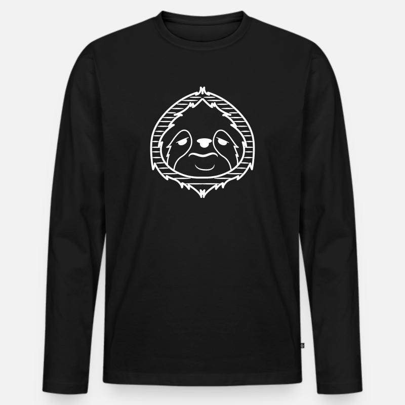 Faultier Vegetarier Dschungel Säugetier Langsam - Männer Premium Bio Langarmshirt - Schwarz