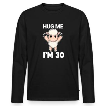 30 ans - 30 ans - câlin - T-shirt manches longues Premium bio Homme - noir - Devant - Nico (187cm)