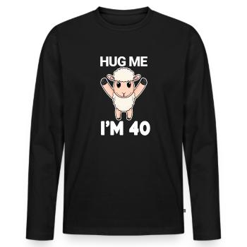 40 ans - 40 ans - câlin - T-shirt manches longues Premium bio Homme - noir - Devant - Nico (187cm)