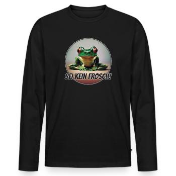 Sei kein Frosch - Männer Premium Bio Langarmshirt - Schwarz - Vorne - Nico (187cm)