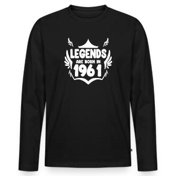 1961 - Born 1961 - Men's Premium Organic Long Sleeve Shirt - black - Front - Nico (187cm)