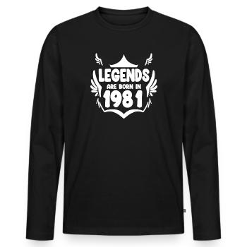 1981 - Jahrgang 1981 - Männer Premium Bio Langarmshirt - Schwarz - Vorne - Nico (187cm)