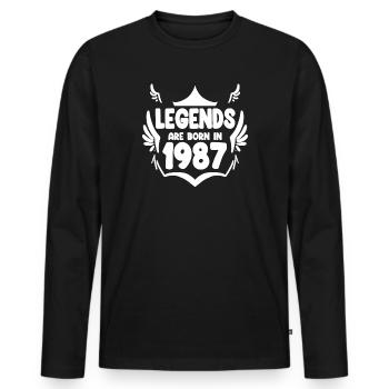 1987 - Jahrgang 1987 - Männer Premium Bio Langarmshirt - Schwarz - Vorne - Nico (187cm)